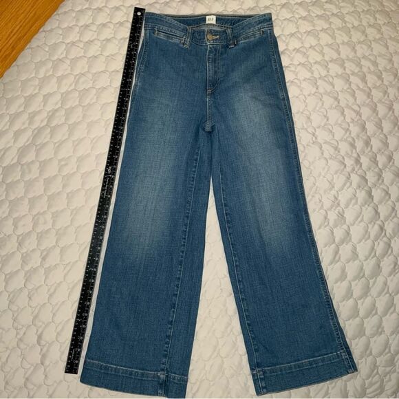 Sz 25 / 0 gap High Waist Medium Indigo Blue Crop Jean Pants - Picture 2 of 10